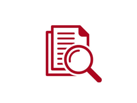 graphic icon of magnifying glass and text page