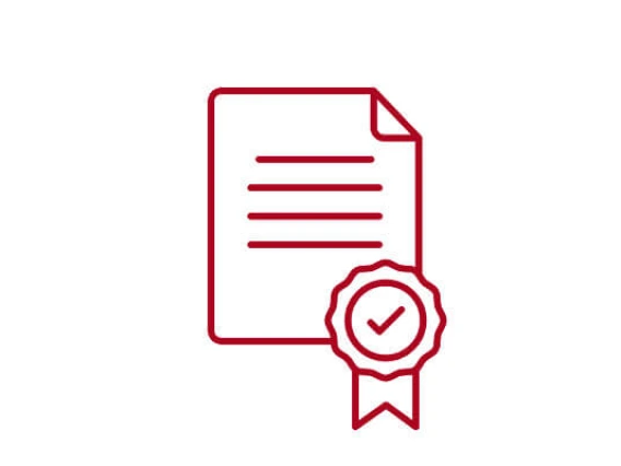 graphic icon of text page with award ribbon
