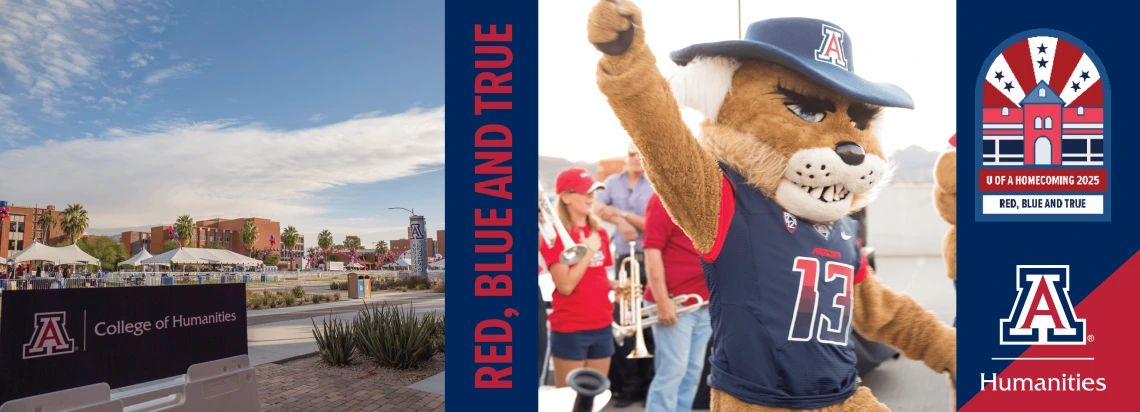 Photo banner of U of A campus and Wilbur the mascot