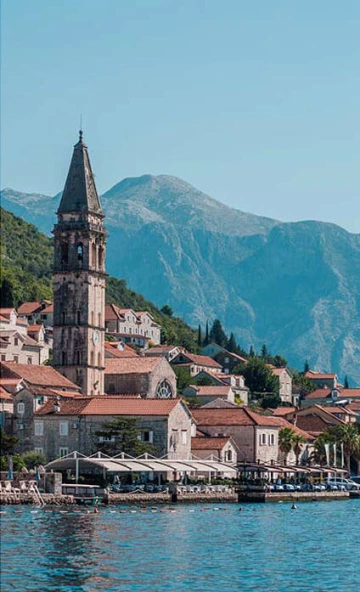 Scenic view of ancient city by the water