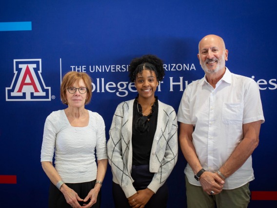 Paul and Dale Adamsbaum and scholarship recipient Samia Hartley. 